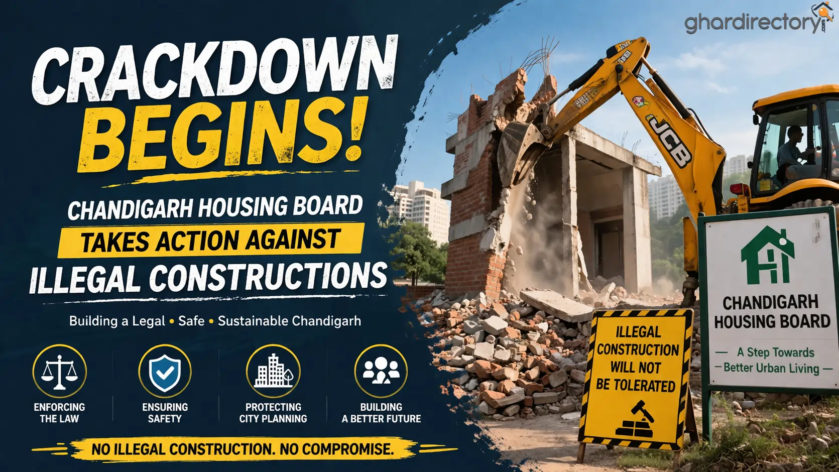 Crackdown Begins_ Chandigarh Housing Board Takes Action Against Illegal Constructions