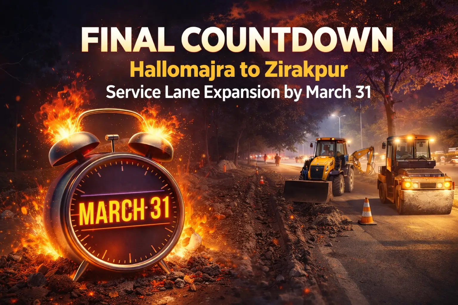 Final Countdown Hallomajra to Zirakpur Service Lane Expansion by March 31 77