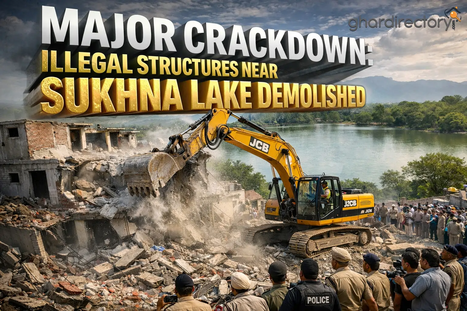 Major Crackdown_ Illegal Structures Near Sukhna Lake Demolished (1)