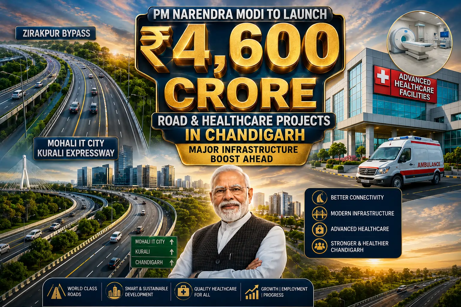 PM Narendra Modi to Launch ₹4,600 Crore Road & Healthcare Projects in Chandigarh Major Infrastructure Boost Ahead2